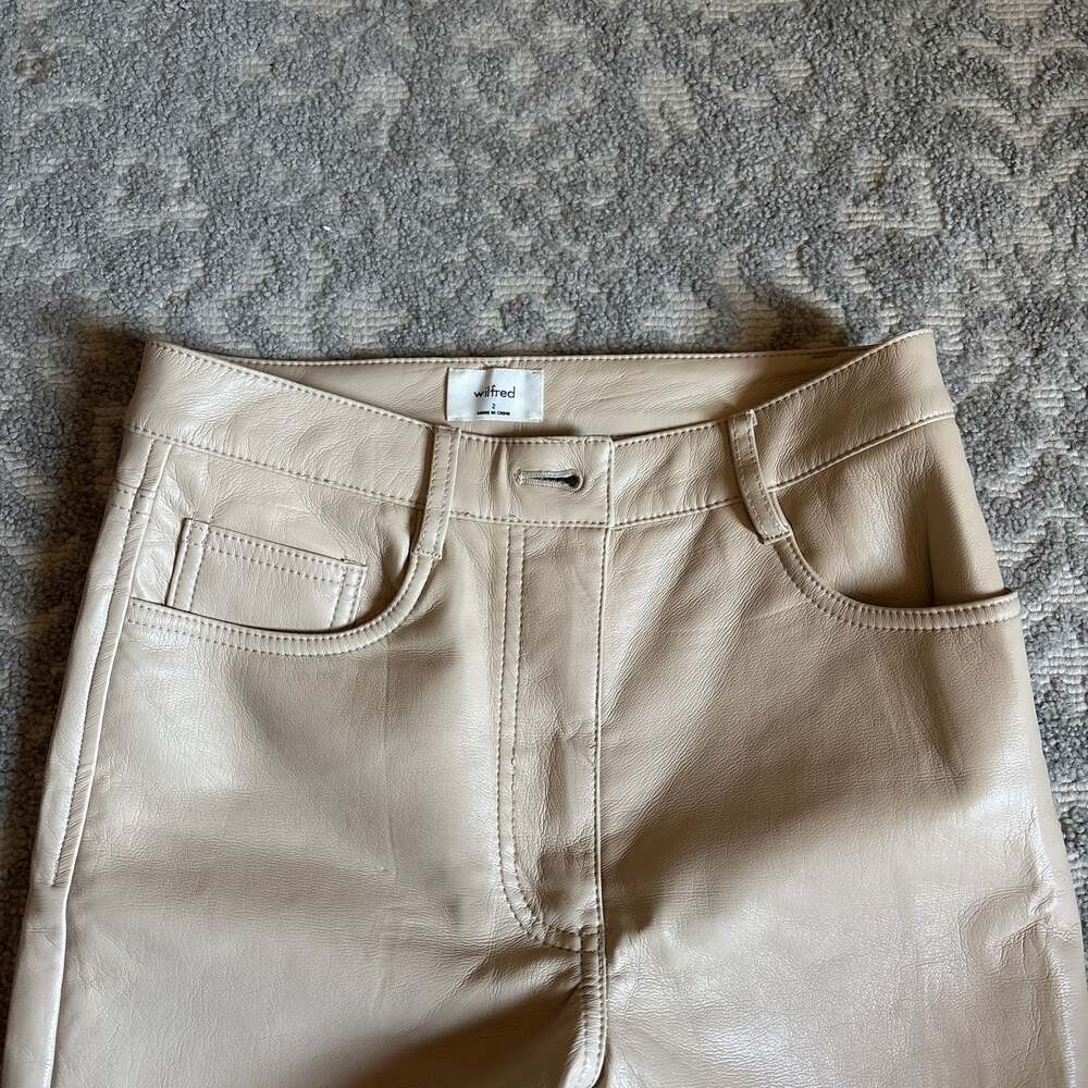 Aritzia Wilfred Melina Vegan Leather Pants Size 00 Straight Leg High Waist Mob